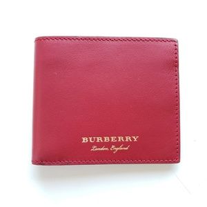 Burberry Men's Leather Bi-Fold Wallet - Red